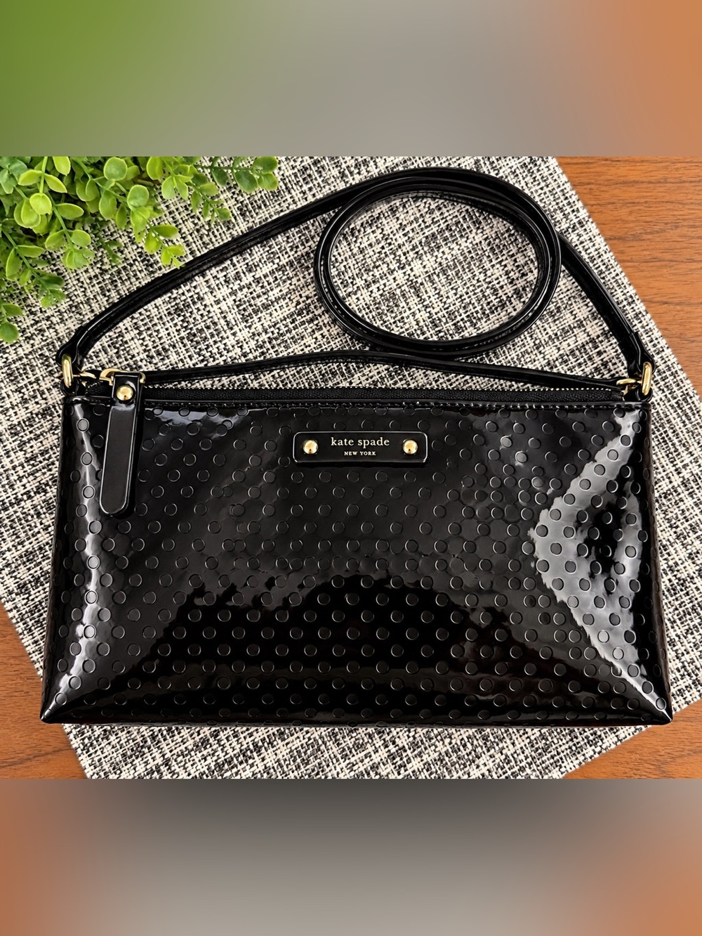 Kate Spade Beale Street Amy Black Patent Leather Crossbody Bag